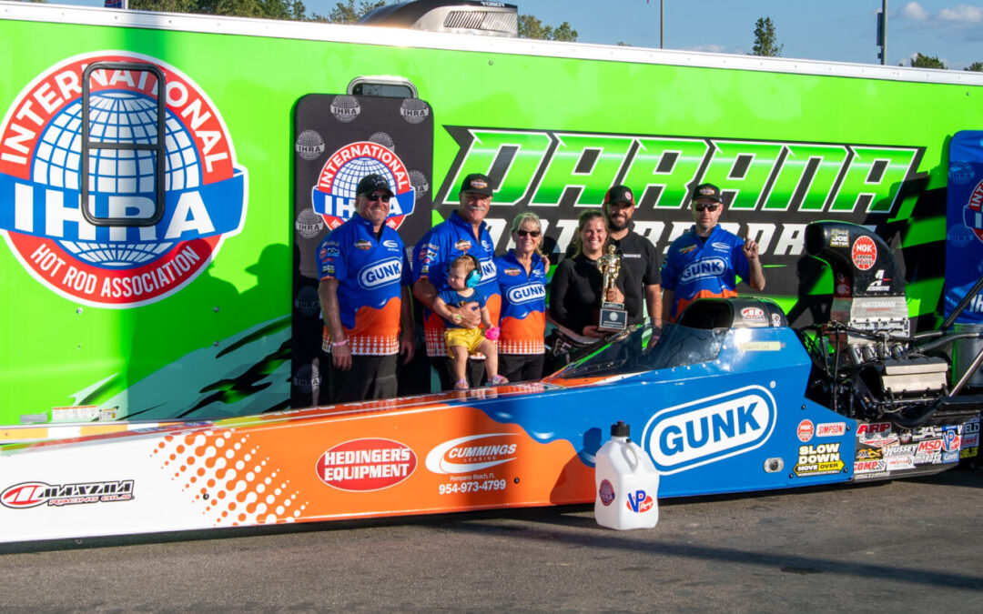 Rachel and Randy Meyer Racing Wins First IHRA Nationals at Dragway 42 with GUNK Dragster